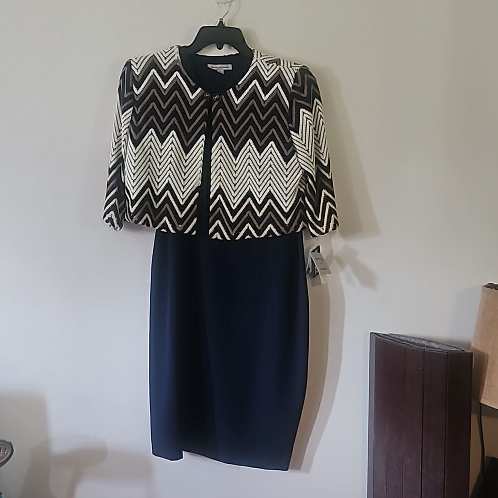 Danny & Nicole 2Pc Dress ivory/Navy